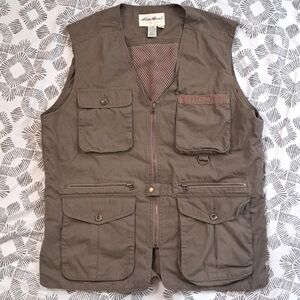 Eddie Bauer cotton fishing hiking safari vest brown szM